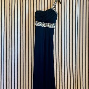 MyMichelle One Shoulder Long Sequin Accent Gown